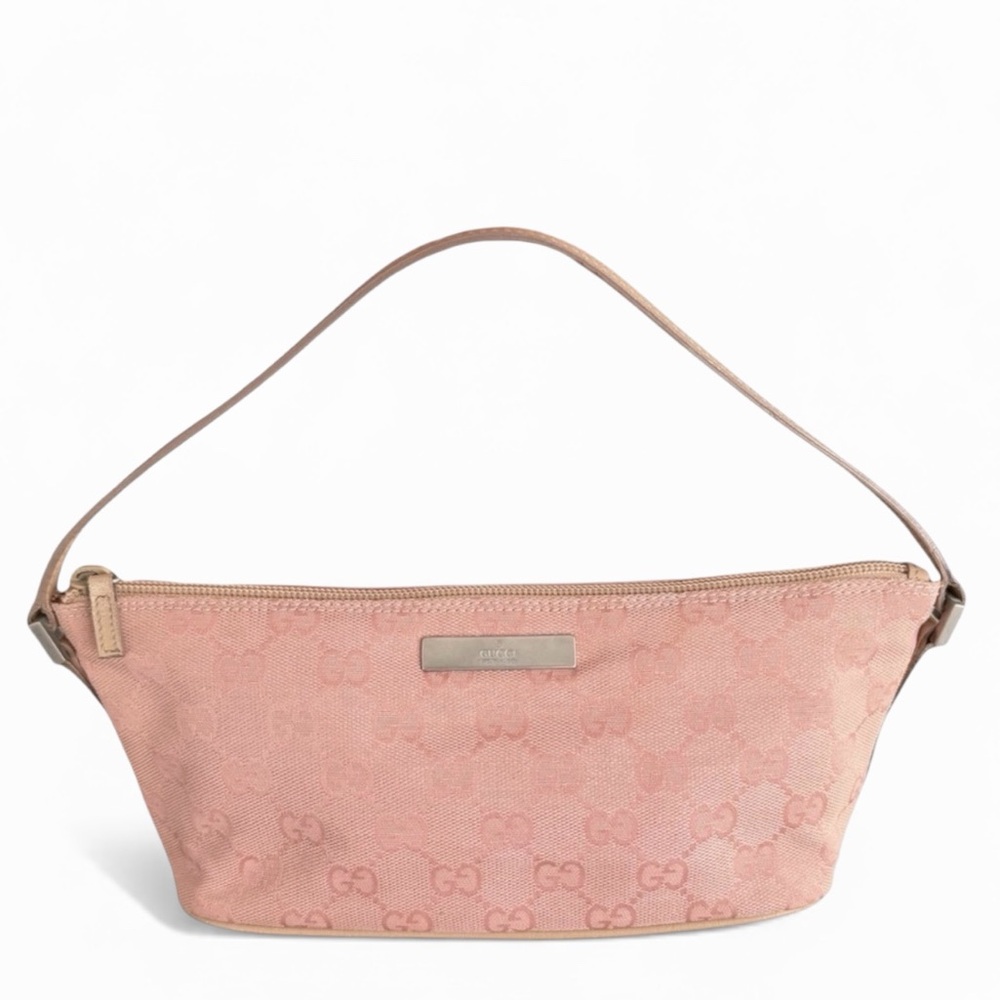 Gucci GG Canvas Boat Bag / Vintage / Pochette / Pink GG Color